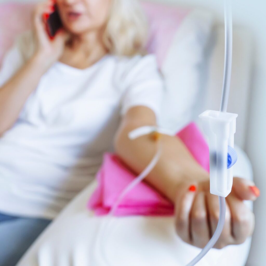 Woman getting iv drip.
