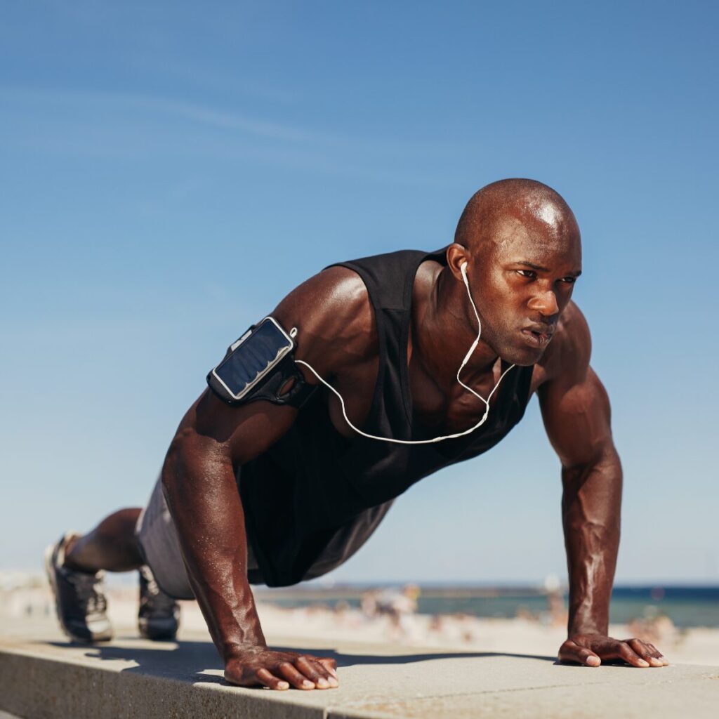 Man doing push ups.