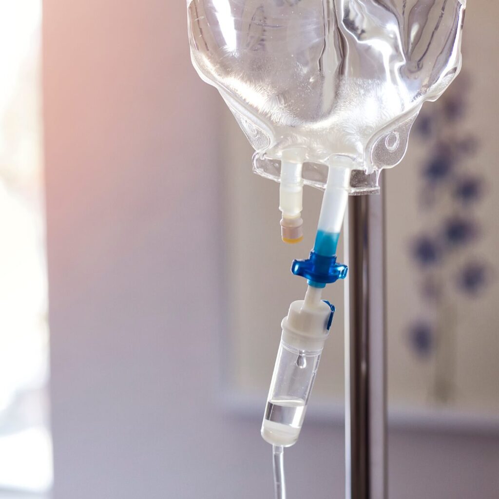 Close up of IV drip.