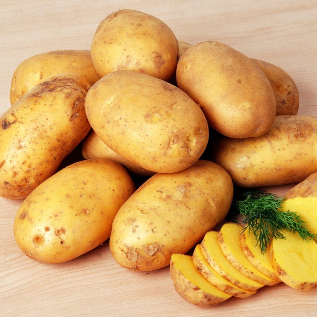 potatoes on a table.