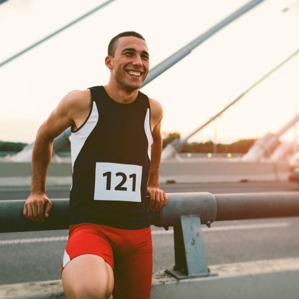 Man resting after marathon.