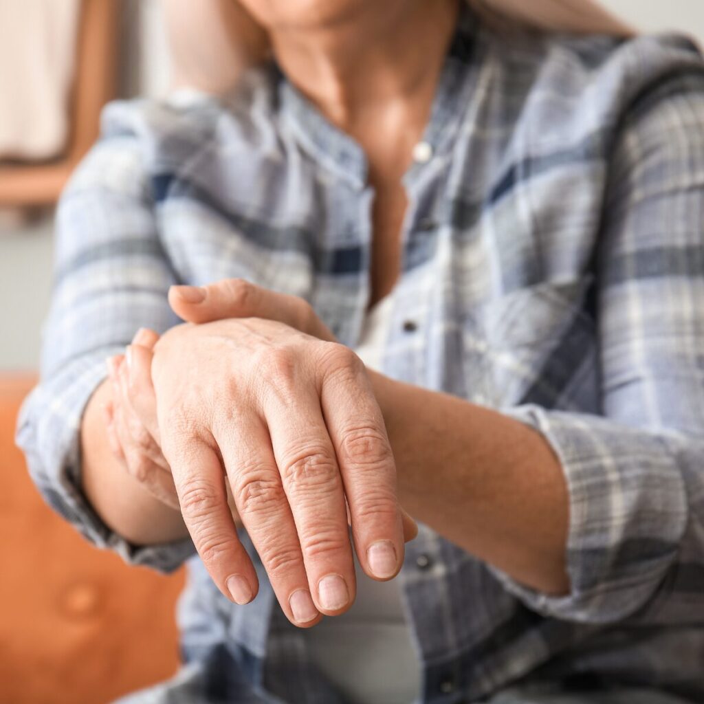 Woman suffering from Parkinson’s Disease.